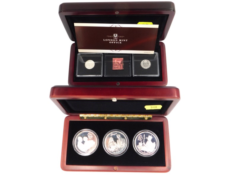 A cased set of three silver Queen Elizabeth II rel