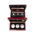 A cased set of three silver Queen Elizabeth II rel