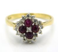 An 18ct gold ring set with diamond & ruby, 11.5mm