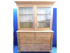 A 19thC. pine dresser with drawers & glazed cupboa