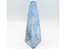 A Kosta, Sweden, crystal 'blue ice' obelisk with e