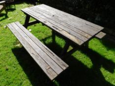 Blacksmith's Cottage: A wooden picnic garden table