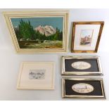 Maria Moreschi, five framed paintings including Ve