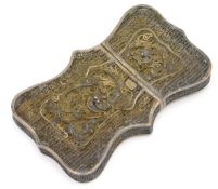 A Chinese export silver filigree work card case wi