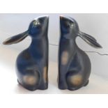 Ploughman's Cottage: A pair of hare book ends, 7.5