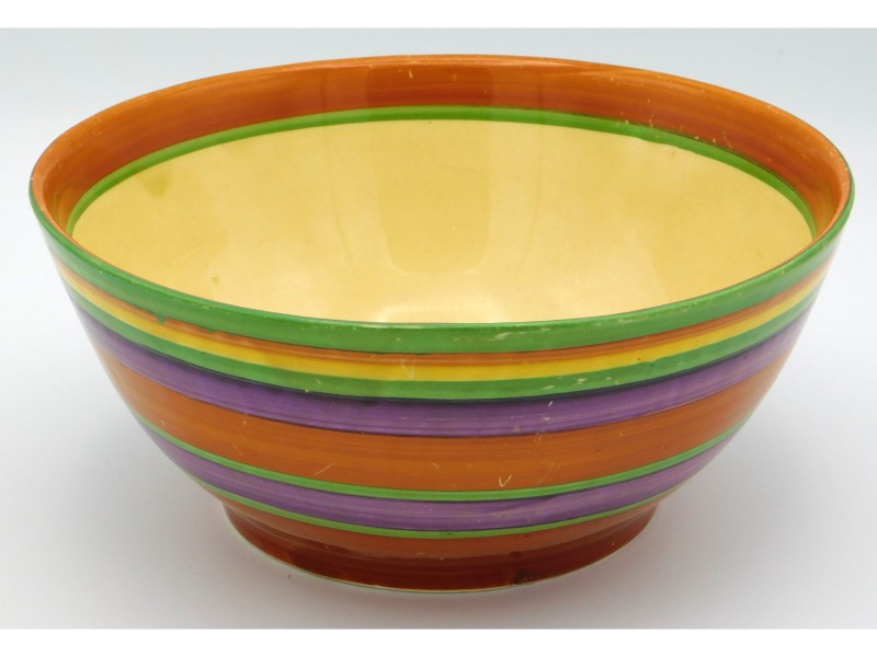 A Clarice Cliff Bizarre 'Liberty' stripe bowl, 8.7