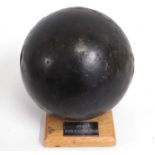 An HMS Cambridge 32lb cannonball, professionally t