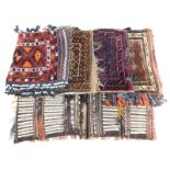 Five middle eastern carpet bags, largest 45in x 30