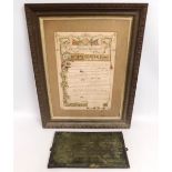 A framed Liberal party political print presented t