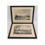 Giovanni Antonio Canal (1697-1768 Italian) 'Canaletto', a pair of framed antique Venetian etchings o