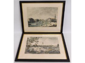 Giovanni Antonio Canal (1697-1768 Italian) 'Canaletto', a pair of framed antique Venetian etchings o