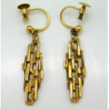 A pair of 1960s avant garde earrings, 36mm drop, 3