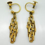 A pair of 1960s avant garde earrings, 36mm drop, 3