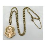 A 9ct gold chain, 18.5in long, 7g, with a antique