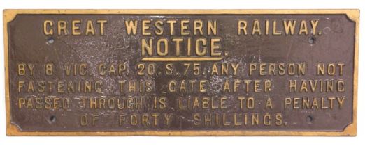 A Victorian GWR Great Western Railway cast iron no