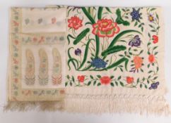 A silk Indian & a silk Oriental scarf, largest 68i