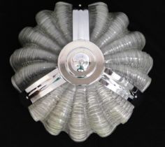 A 1930's art deco oyster style glass & chrome ceil