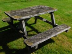 Communal gardens: A wooden picnic garden table, 48