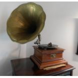 Tremaine Manor House: An HMV gramophone, 25.5in hi