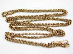 A Victorian 9ct gold long guard chain, 59in long,