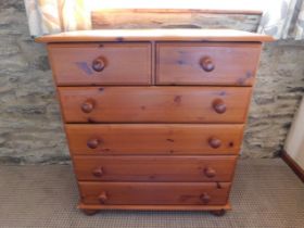 Gardener's Cottage: A pine chest with six drawers,