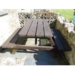 Gamekeeper's Cottage: A wooden picnic garden table