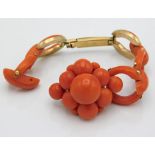 An antique coral bracelet a/f mounted with rose go