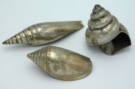 Three Chinese export silver shells, two stamped T.
