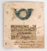 A Battle of Waterloo relic find with added note, signed by 7th Hussar, Sergeant-Major Edward Cotton,