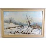 Maria Moreschi oil on canvas of winter scene, 31.5