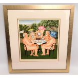 A framed hand signed limited edition Beryl Cook pr