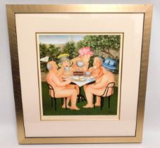 A framed hand signed limited edition Beryl Cook pr