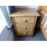 Ploughman's Cottage: A pine three drawer bedside c