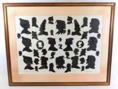 A framed Richard O'Reilly picture of silhouettes,