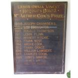 An Edwardian 'Honours Board' plaque with the Latin