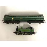 A OO gauge Tri-ang Mainline LNER J72 581 twinned with a BR D5572