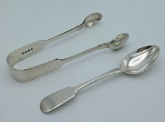 A pair of 1875, Exeter silver tongs by Josiah Will