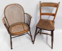 An antique small Windsor style cane chair, 31.25in