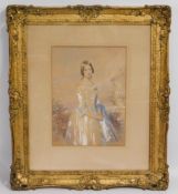 A hand finished, gilt framed print of a young Quee