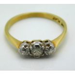 An 18ct gold ring with platinum set diamonds of ap