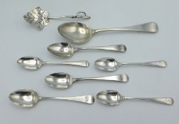 Seven silver spoons including four London: two Wil