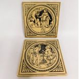 A pair of Minton Shakespeare tiles, Tempest & Much