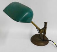 A brass mounted Wedgwood lamp, old repair where sh