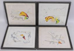 Four watercolour & ink sketches signed Breyan Gily