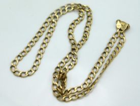 A 20in long 9ct gold curb link chain, 5g