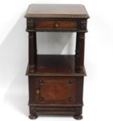 A 19thC. French bedside pot cupboard with top draw