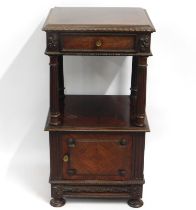 A 19thC. French bedside pot cupboard with top draw