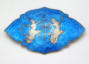 A Siamese enameled silver brooch, 58mm wide, 13.5g