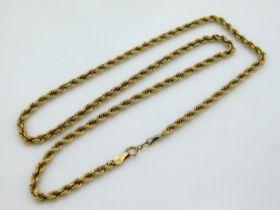 A 19in long 9ct gold rope chain, 3.9g