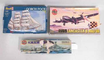 Three boxed model kits by Airfix (2) & Revell, one